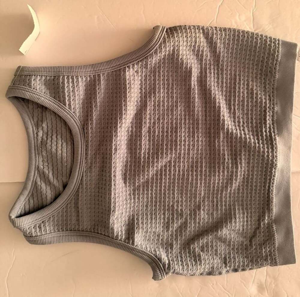 NWT By Together Waffle Knit Crop Tank Top Sky Blue S/M S1082